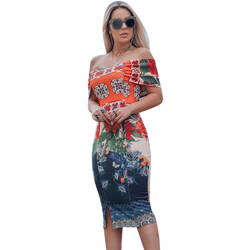 New fashion dress holiday style printed word shoulder tight bag hip
