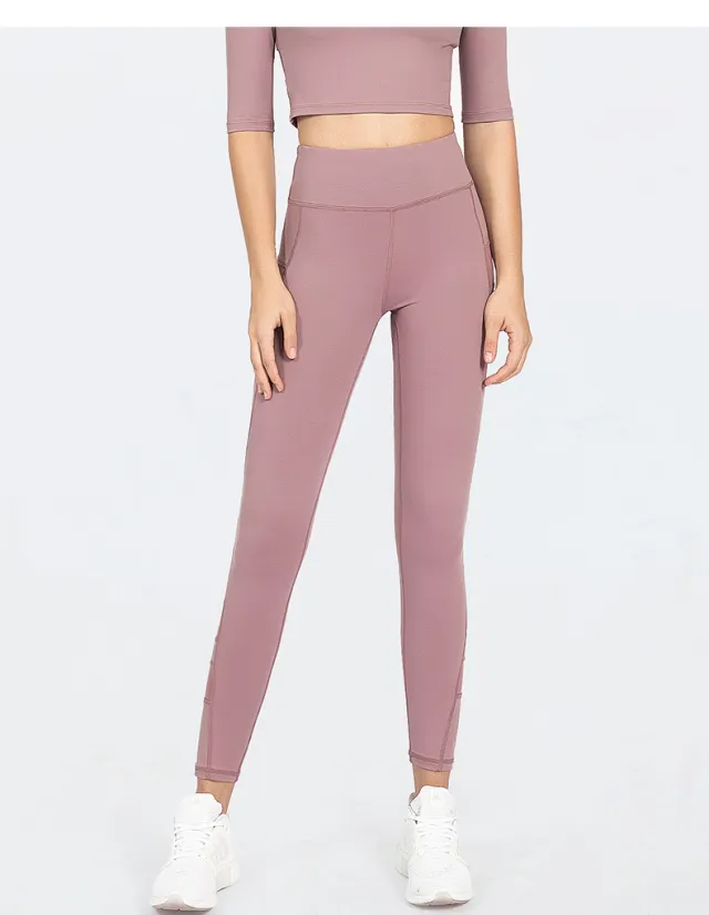 Yoga pants female mesh stitching Pink Purple - Shop at LoveMi