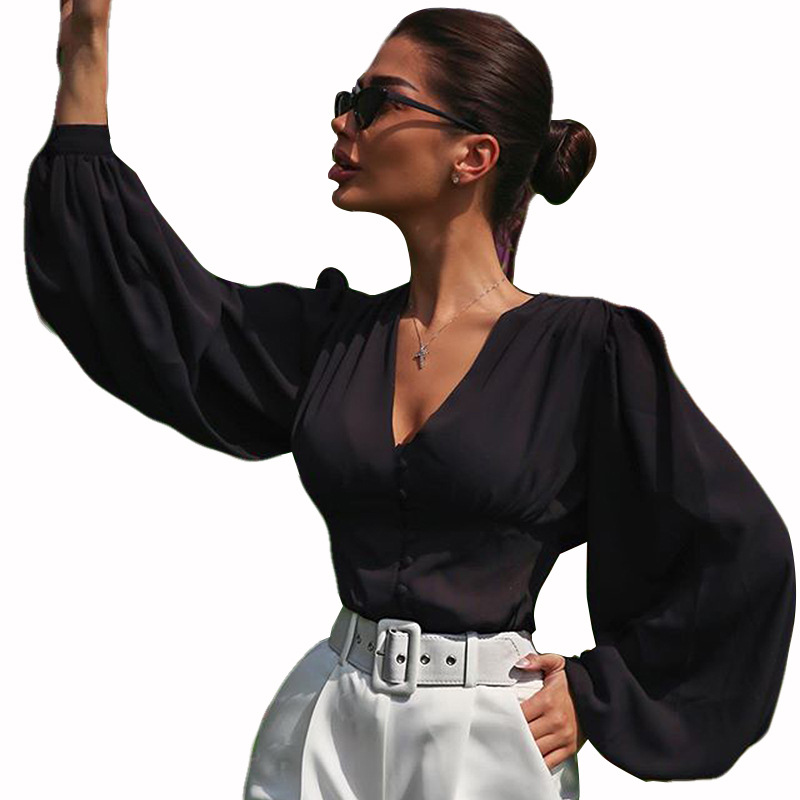 Low-cut V-neck fashion wild shirt shirt