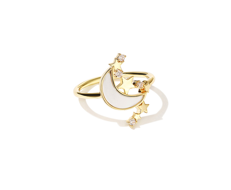 Light luxury star and moon ring