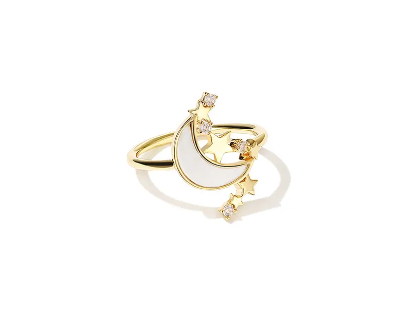 Light luxury star and moon ring