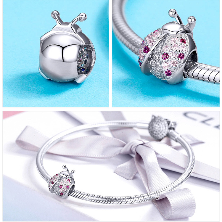 Seven Star Ladybug Beads Platinum Plated Beads