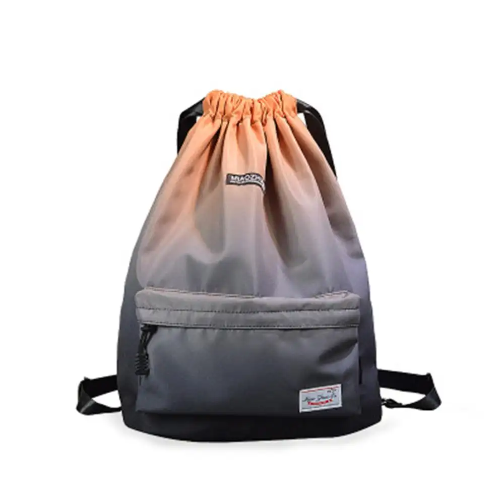 Drawstring Backpack Travel Bag Daypack for Men and Women — A, Grey orange