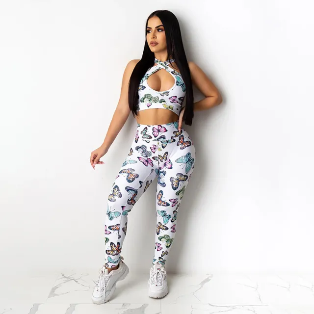 Butterfly backless sports fitness jumpsuit Set - Shop at LoveMi