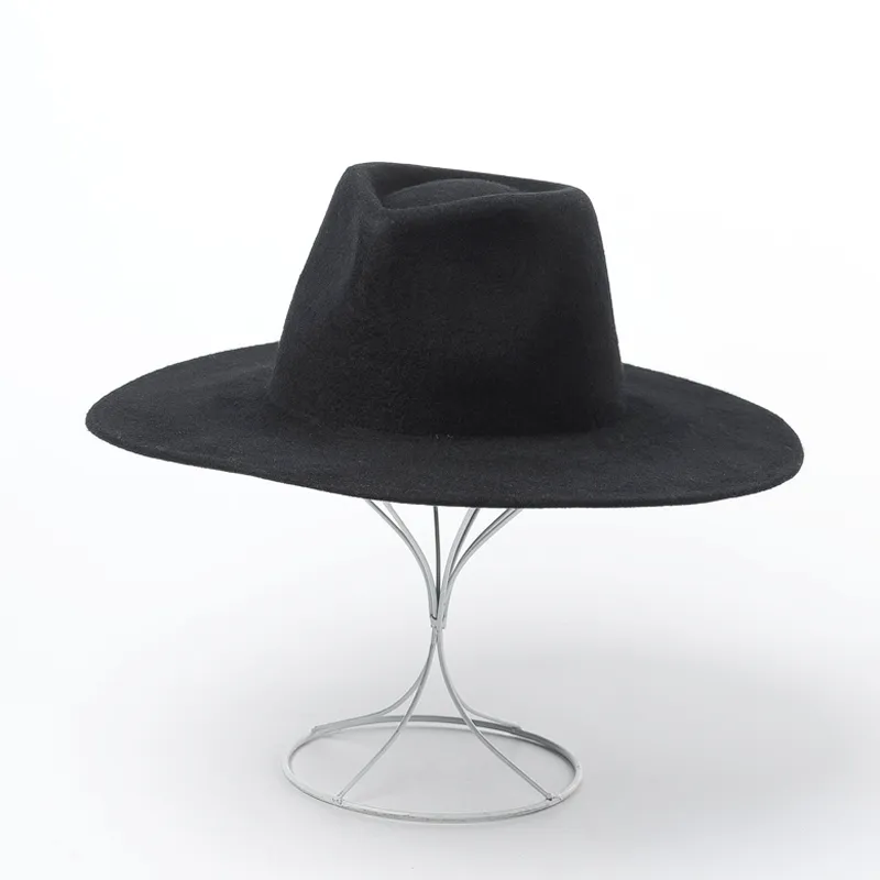 Hat room woolen big brim top hat - Black