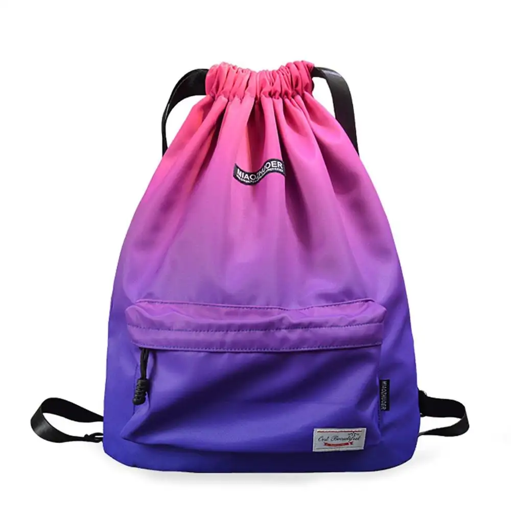 Drawstring Backpack Travel Bag Daypack for Men and Women — A, Purple