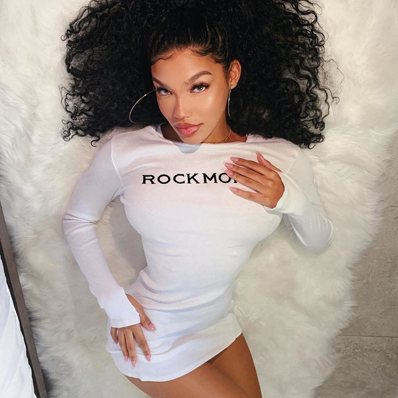 White letter dress women's tight-fitting hip skirt