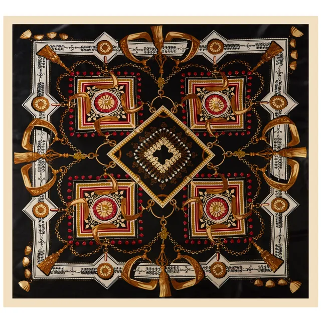 Women's square scarf tassel chain Black - Shop at LoveMi