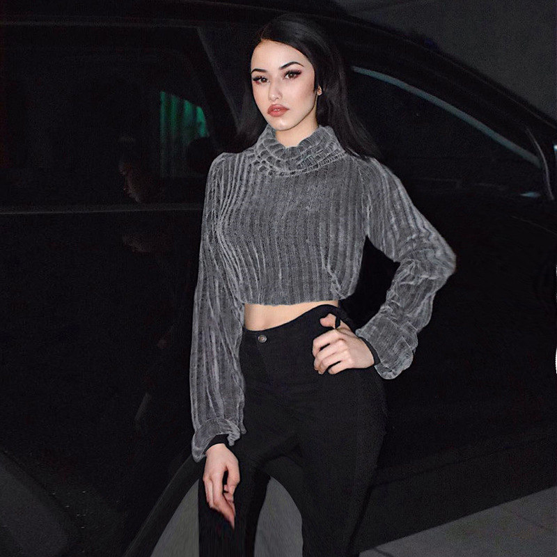 Turtleneck knitted cashmere top