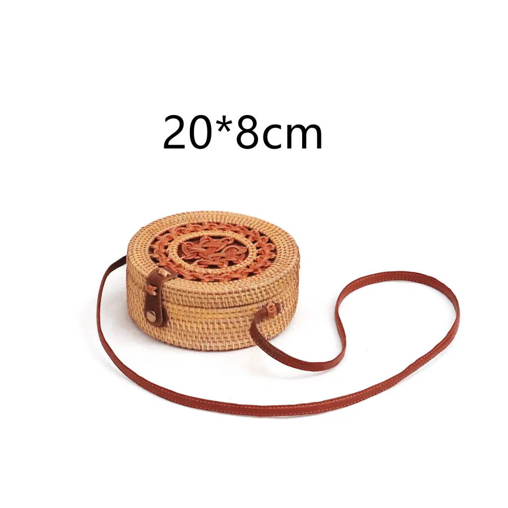 Natural PU small round straw bag - Cutout