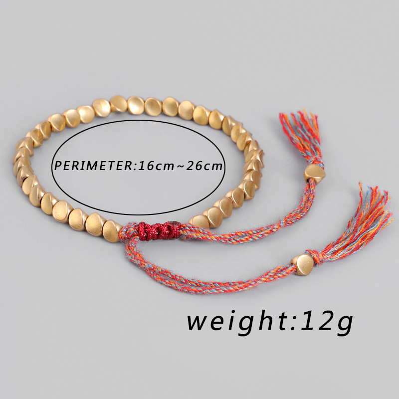 Handmade Tibetan Buddhist Bracelets On Hand Braided Copper Beads Lucky Rope Bracelet & Bangles For Women Men