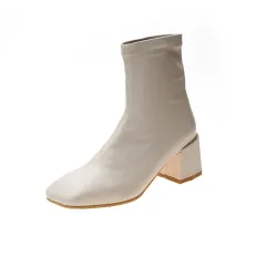 Square head booties - Beige - View 1