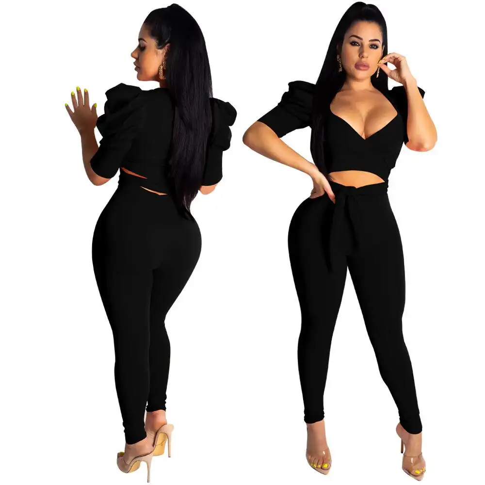 Sexy Fashion Deep V Band Slim Fit Nightclub Set