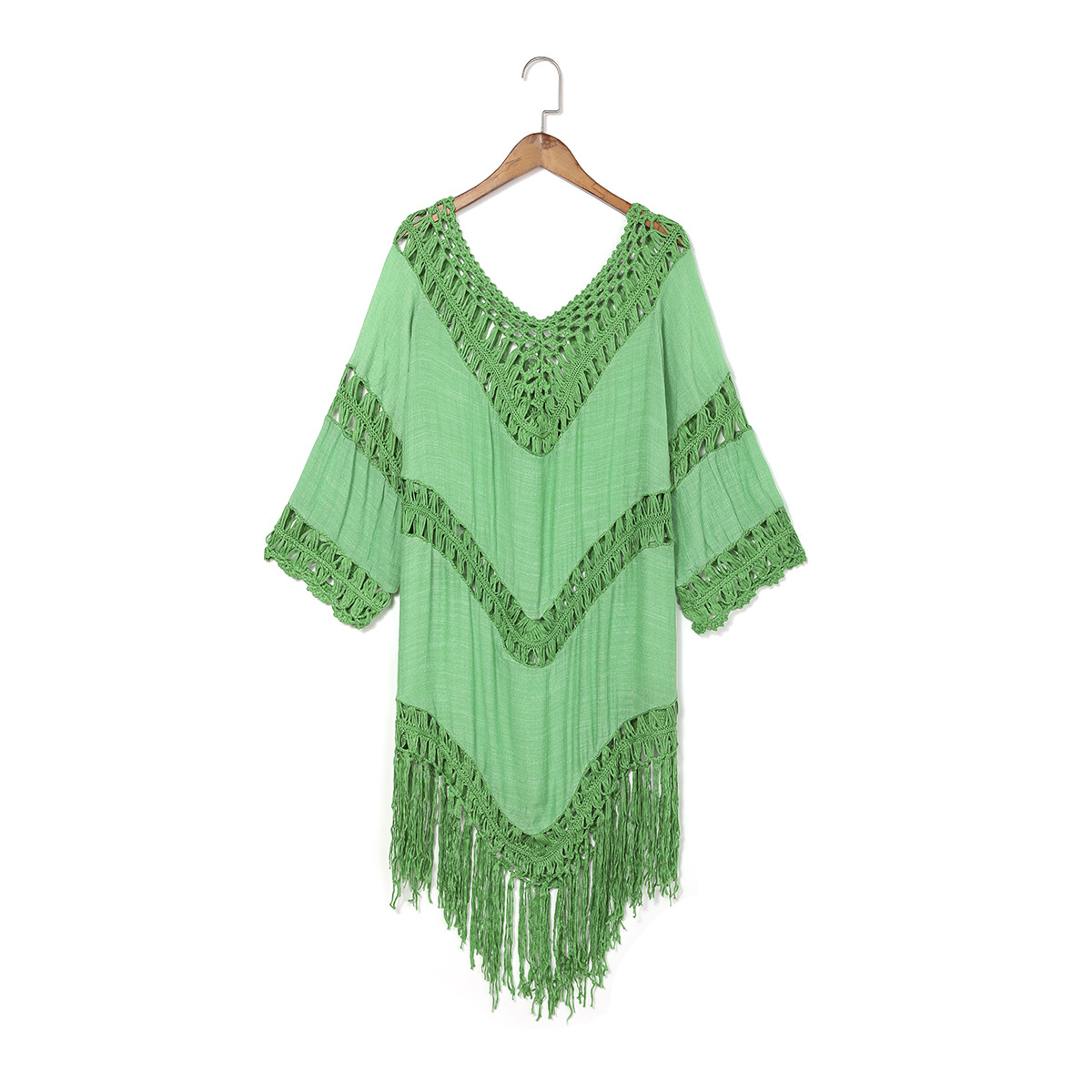Openwork tassel bikini blouse