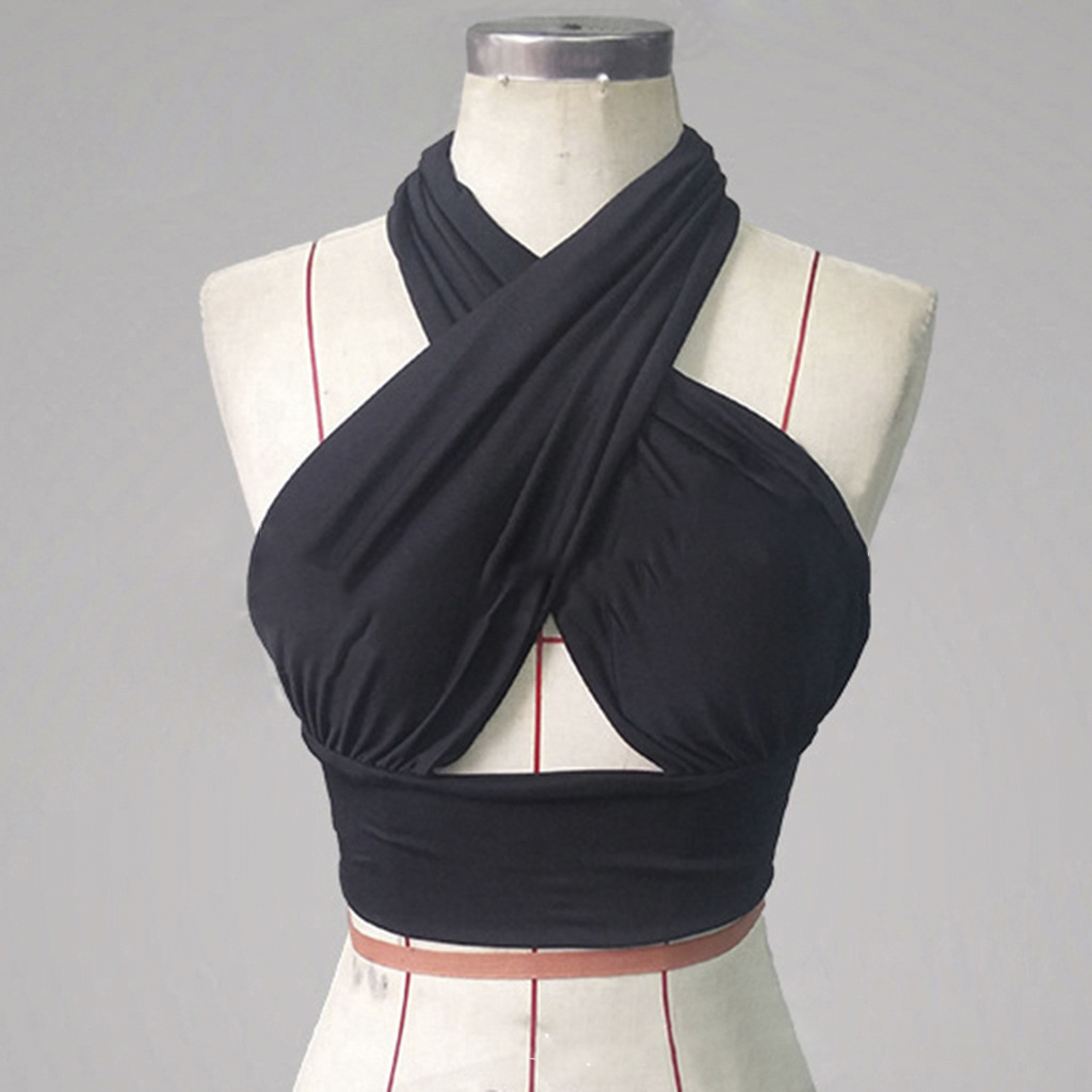 Cross Europe and America sexy backless solid color vest