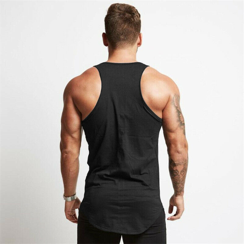 Men's bodybuilding cotton solid color sleeveless T-shirt
