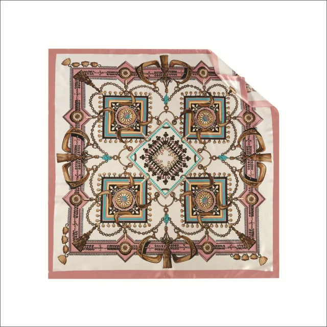 Women's square scarf tassel chain Flesh Pink - Shop at LoveMi
