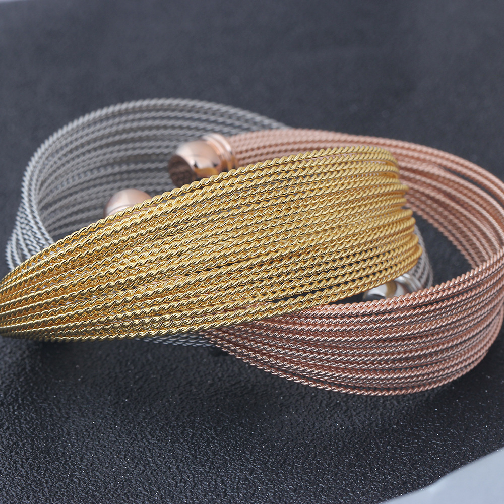 Stainless steel strand combination opening bracelet