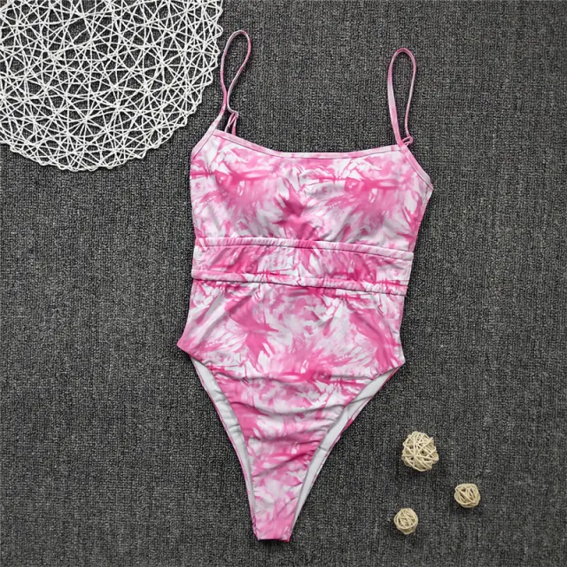 Colorful blooming bikini sexy one piece swimsuit Pink - Shop at LoveMi
