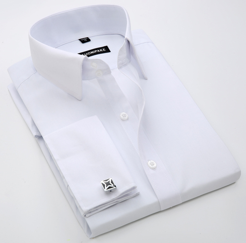 Men's spring and summer French cufflinks shirt