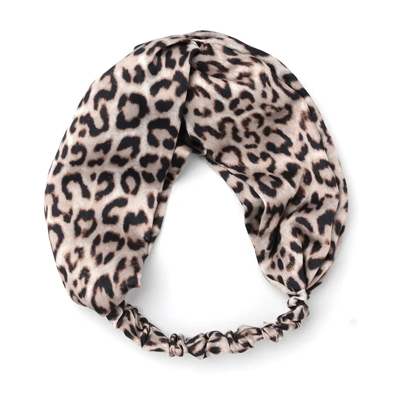Silk satin cross hair band - Leopard Print