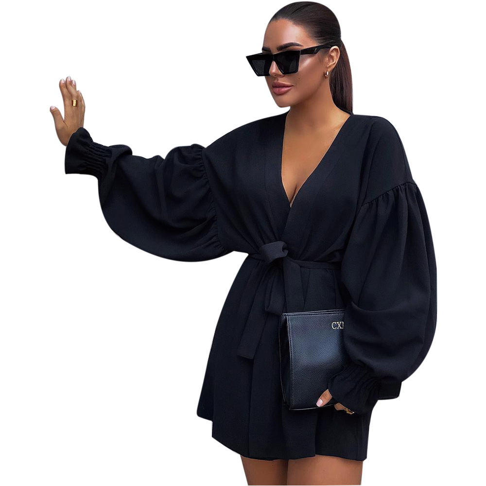 Bubble Sleeve Long Sleeve Top Lace Dress