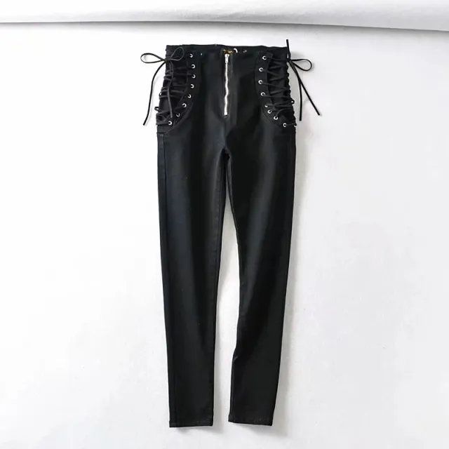 Double tie rope high waist jeans Black - Shop at LoveMi