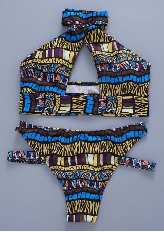 Striped bikini women's cross swimsuit