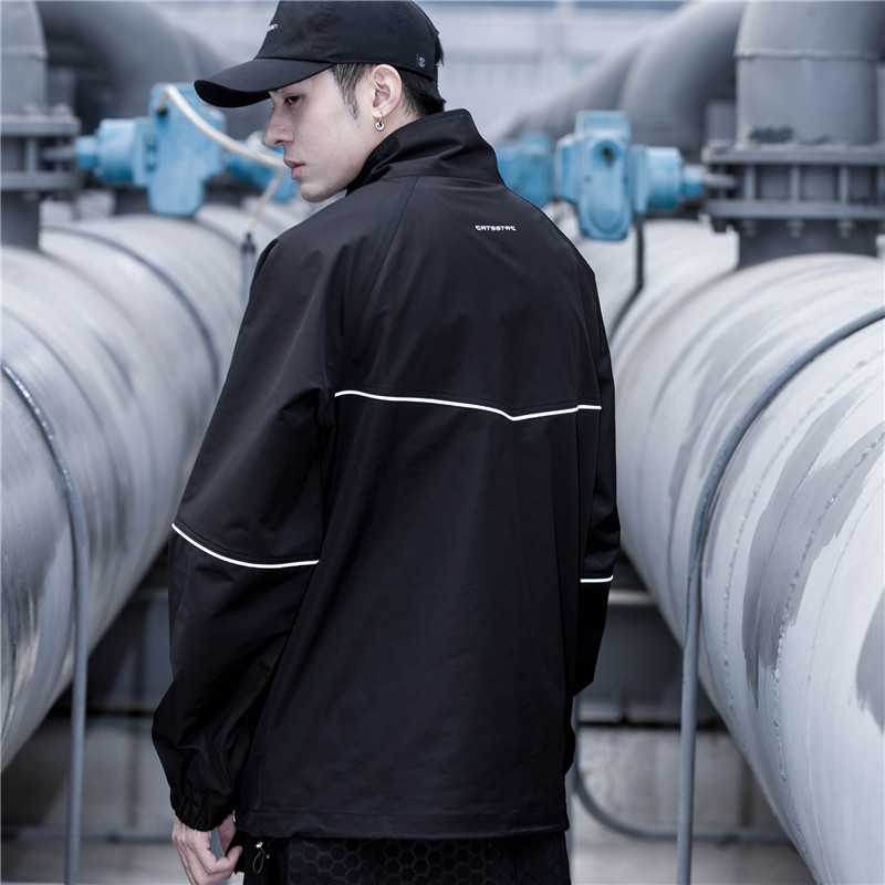 reflective half zipper jacket