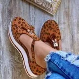 Fringed Platform Sandals - Leapord-41