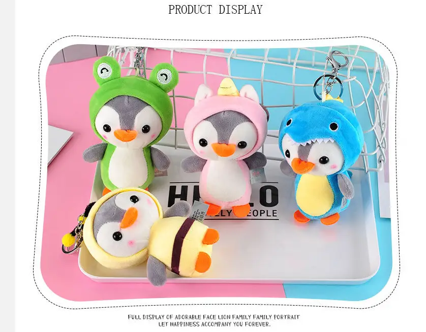 Penguin plush animal pendant keychain