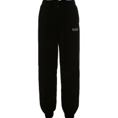 High-waist beam-leg track pants - Black - View 1