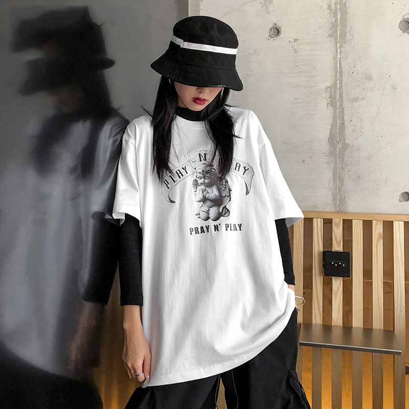 Angel print white short sleeve