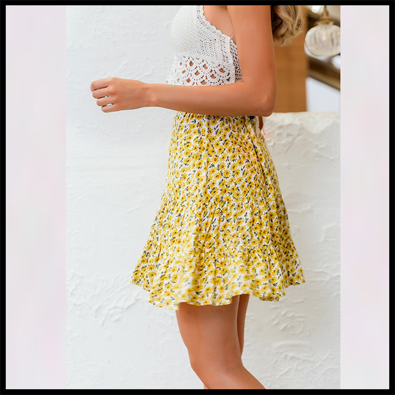 High waist ruffled little daisy skirt