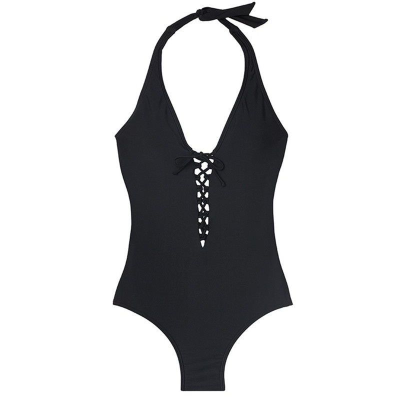 Solid color lanyard with lanyard and fat one-piece swimsuit