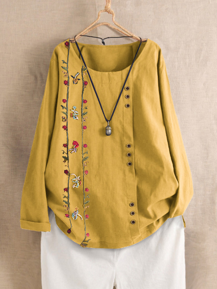 Vintage cotton and embroidered long sleeves
