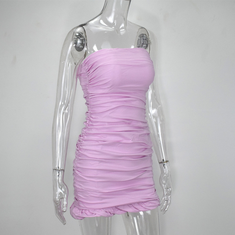 Hip fold wrap chest ruffle skirt