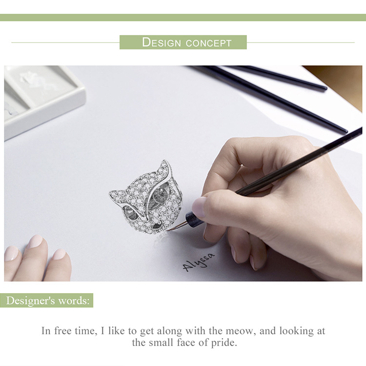 Cute animal cat cat silver beads