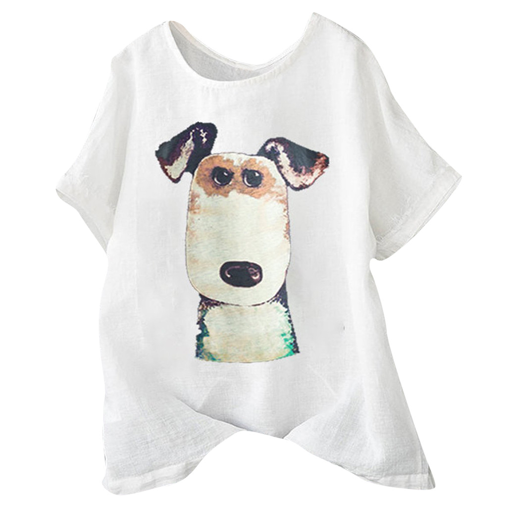Cartoon dog print women's short sleeve