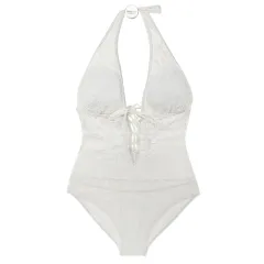 One-piece triangle sex swimsuit women - White - View 1
