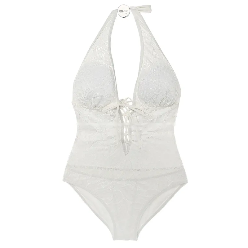 One-piece triangle sex swimsuit women - White