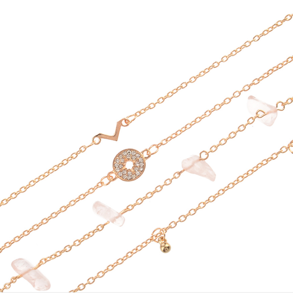 V-shaped beaded and diamond five-piece bracelet