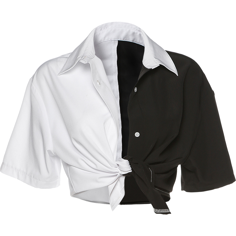 Short shirt with contrasting poles