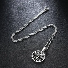 Tree of life Stainless Steel Necklace Earrings Set Jewellery - Silver - View 1