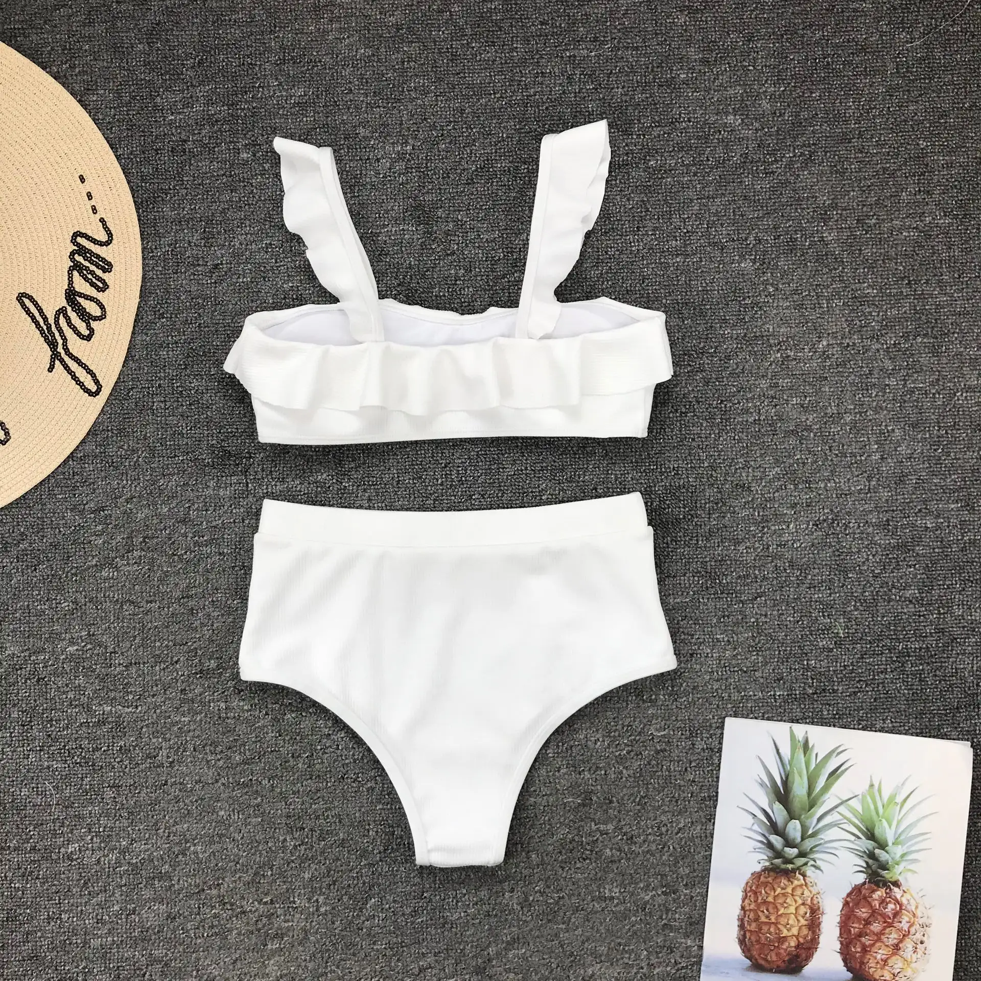 Women's split swimsuit with ruffles