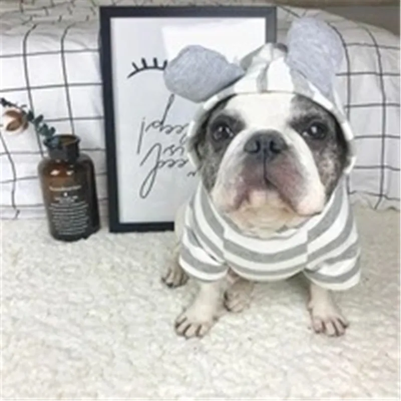 Pet clothing striped sweater - Grey