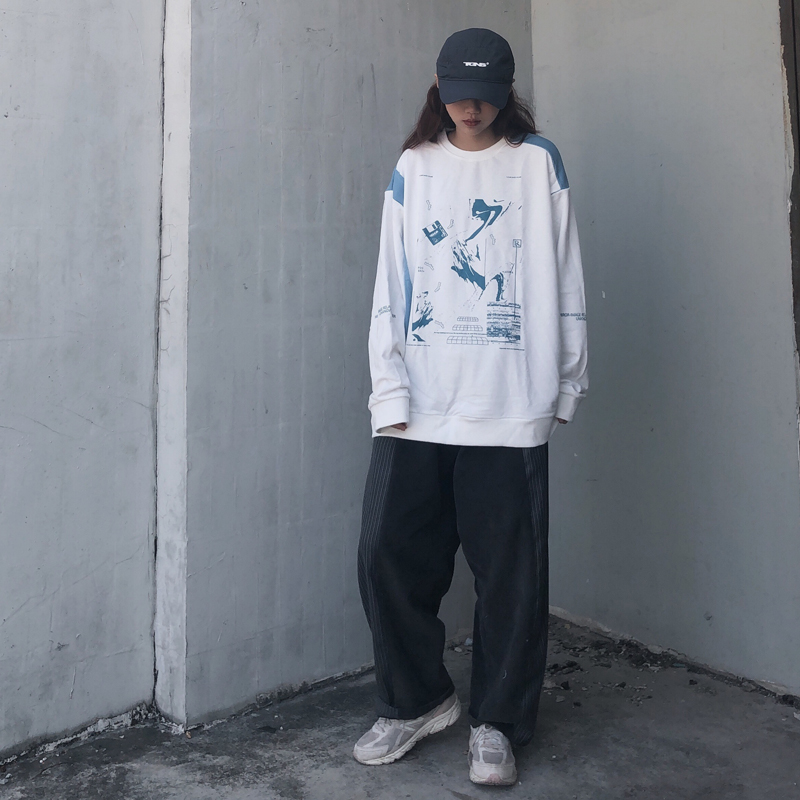 Punk ruined personality stitching sweater