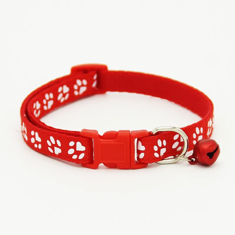 The pet cat wears a bell collar - Red S