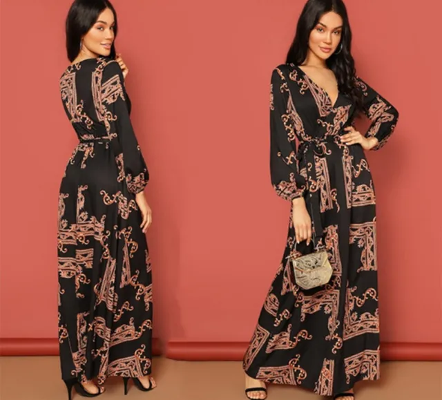 Retro print evening dress Pink - Shop at LoveMi