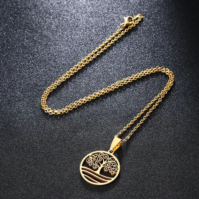 Tree of life Stainless Steel Necklace Earrings Set Jewelry Gold - Shop at LoveMi
